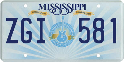 MS license plate ZGI581