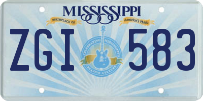 MS license plate ZGI583