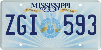 MS license plate ZGI593