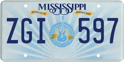 MS license plate ZGI597