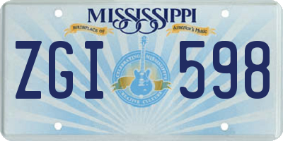 MS license plate ZGI598
