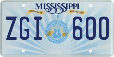 MS license plate ZGI600