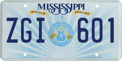 MS license plate ZGI601