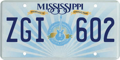MS license plate ZGI602