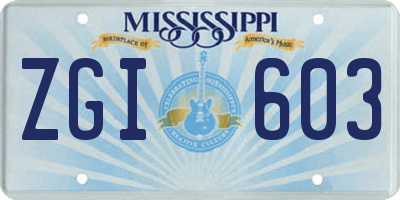 MS license plate ZGI603