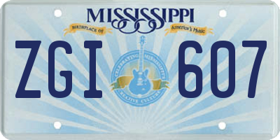 MS license plate ZGI607