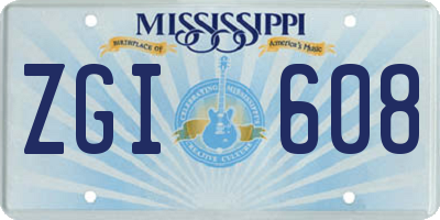 MS license plate ZGI608