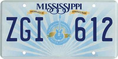 MS license plate ZGI612