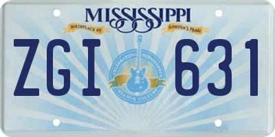 MS license plate ZGI631