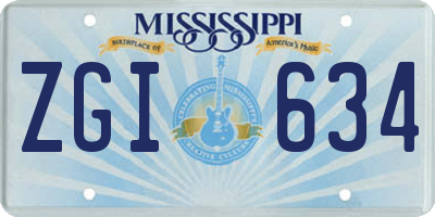 MS license plate ZGI634