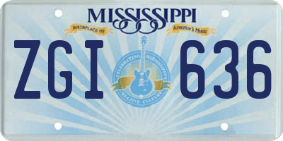 MS license plate ZGI636