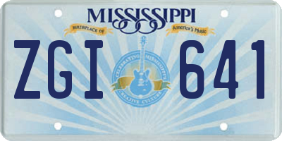 MS license plate ZGI641