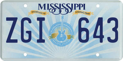 MS license plate ZGI643