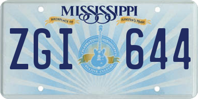 MS license plate ZGI644