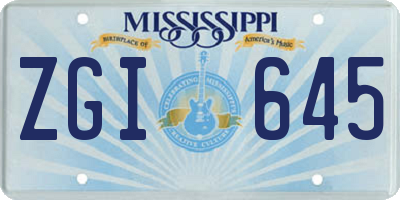 MS license plate ZGI645