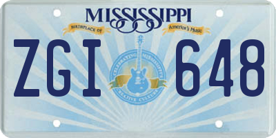 MS license plate ZGI648