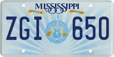 MS license plate ZGI650