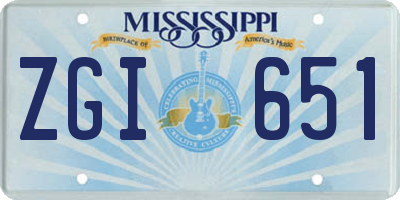 MS license plate ZGI651