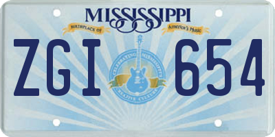 MS license plate ZGI654