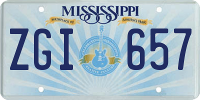 MS license plate ZGI657