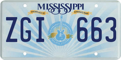 MS license plate ZGI663
