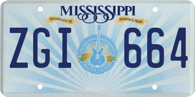 MS license plate ZGI664