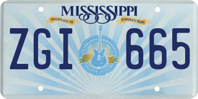 MS license plate ZGI665