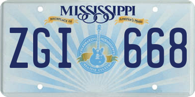 MS license plate ZGI668