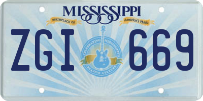 MS license plate ZGI669