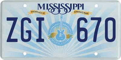 MS license plate ZGI670
