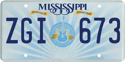 MS license plate ZGI673
