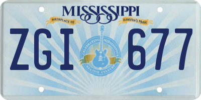 MS license plate ZGI677