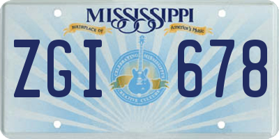 MS license plate ZGI678