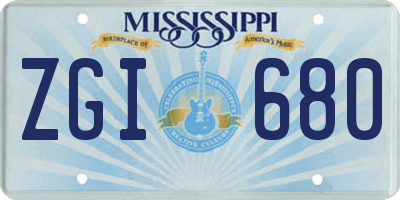 MS license plate ZGI680