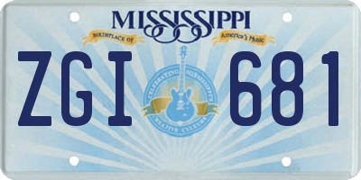 MS license plate ZGI681