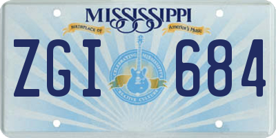 MS license plate ZGI684