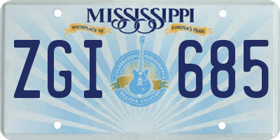 MS license plate ZGI685