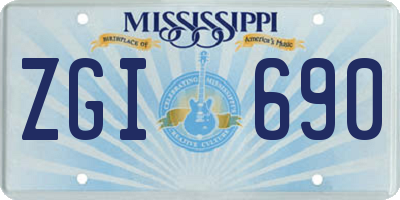MS license plate ZGI690
