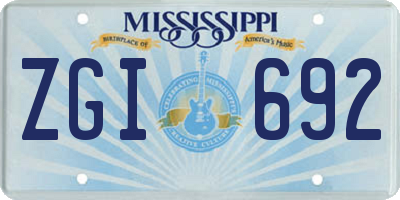 MS license plate ZGI692