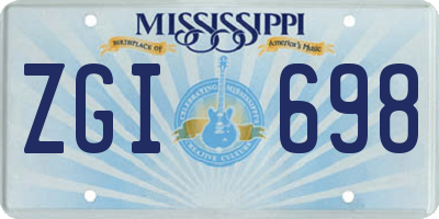 MS license plate ZGI698