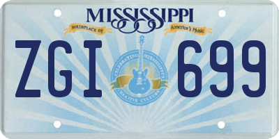 MS license plate ZGI699