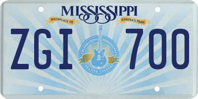 MS license plate ZGI700