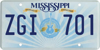 MS license plate ZGI701