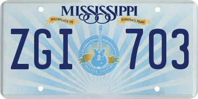 MS license plate ZGI703