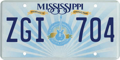 MS license plate ZGI704