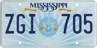 MS license plate ZGI705