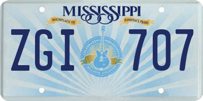 MS license plate ZGI707