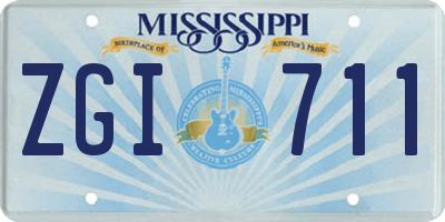 MS license plate ZGI711