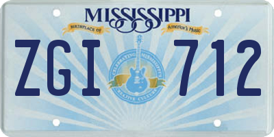 MS license plate ZGI712
