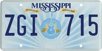 MS license plate ZGI715